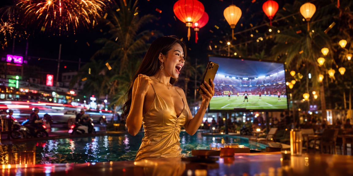 Cảnh đêm chợ biển Mũi Né gợi không khí casino và jackpot sôi động